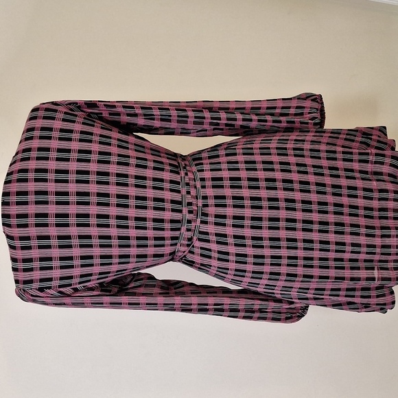 Ganni Georgette Check Long sleeve crepe wrap dress SZ 40 - Picture 12 of 16
